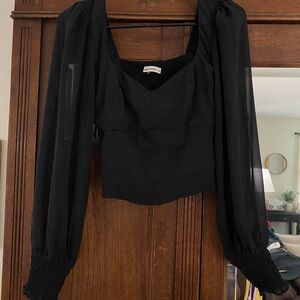 Abercrombie & Fitch Black Puff Sleeve Blouse